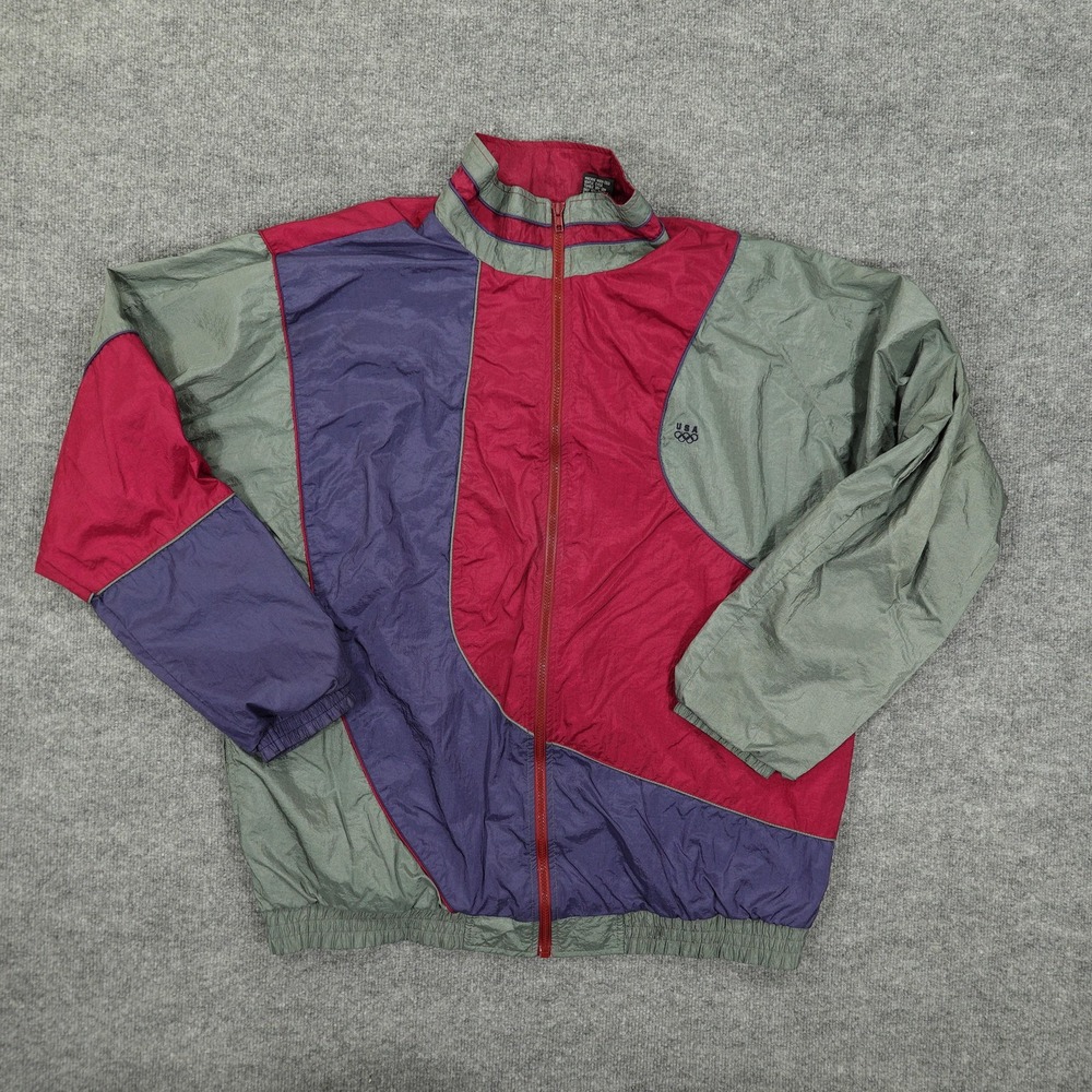 Vintage USA Olympic Team‎ Jacket Mens XL Green Red Windbreaker JCPenney 90s